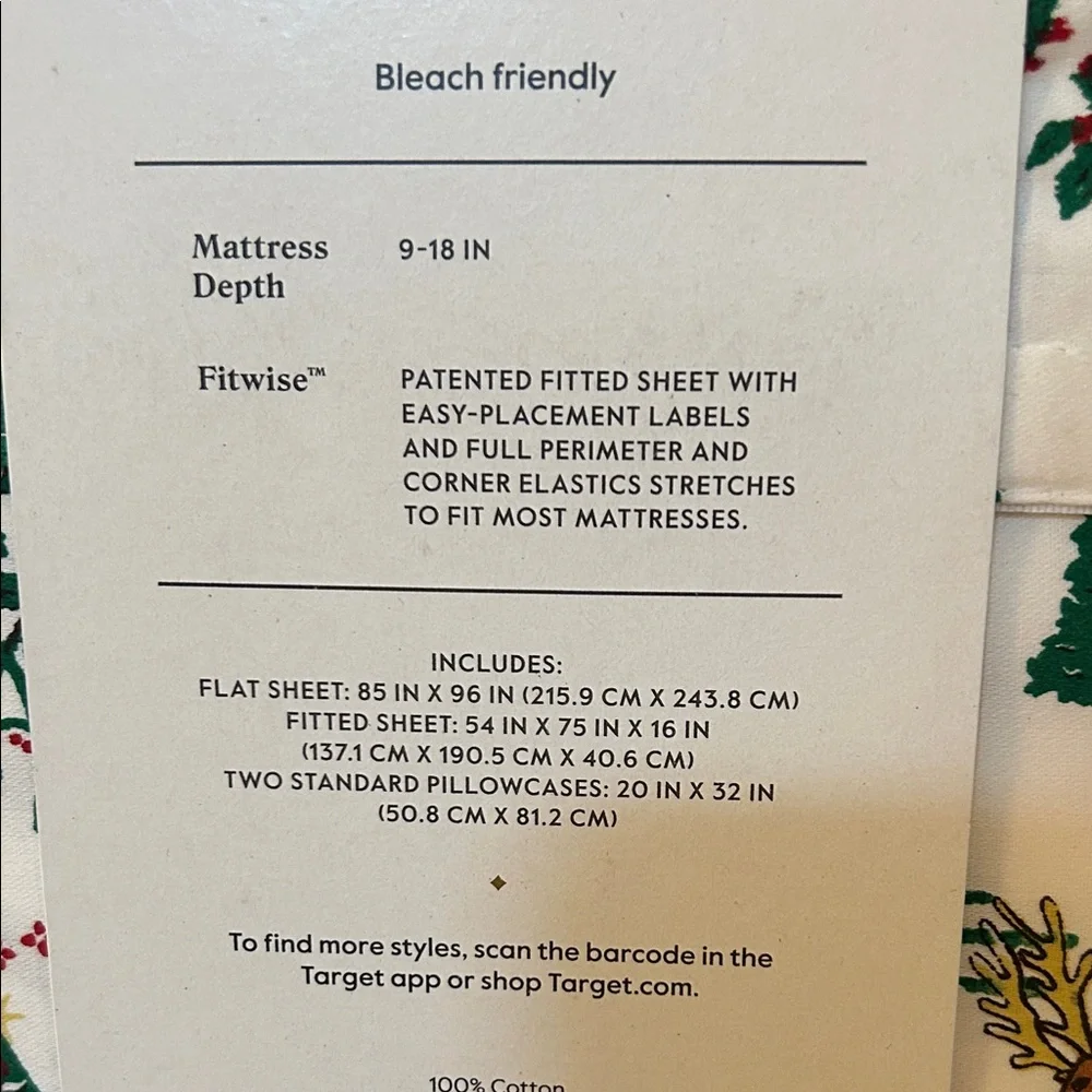 Threshold Holiday Tree and Reindeer Performance Sheet Set - White, Green, Red
